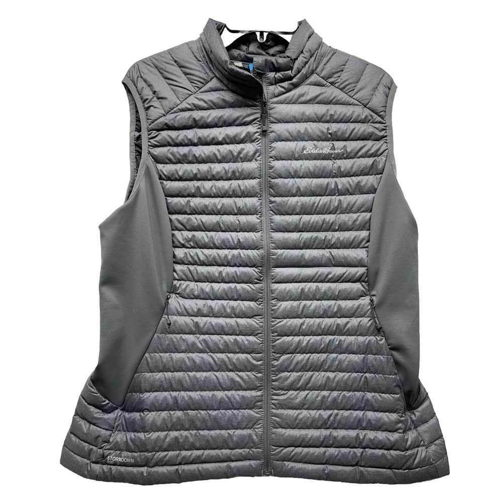 Eddie Bauer Womens Size XL First Ascent Storm Down 800 Gray Down Vest (J12)